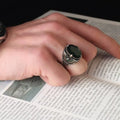 Wholesale Azuris VALKH1109 925 Sterling Silver Ottoman Style Men's Ring Naturel Stone Agate Handmade in Turkey
