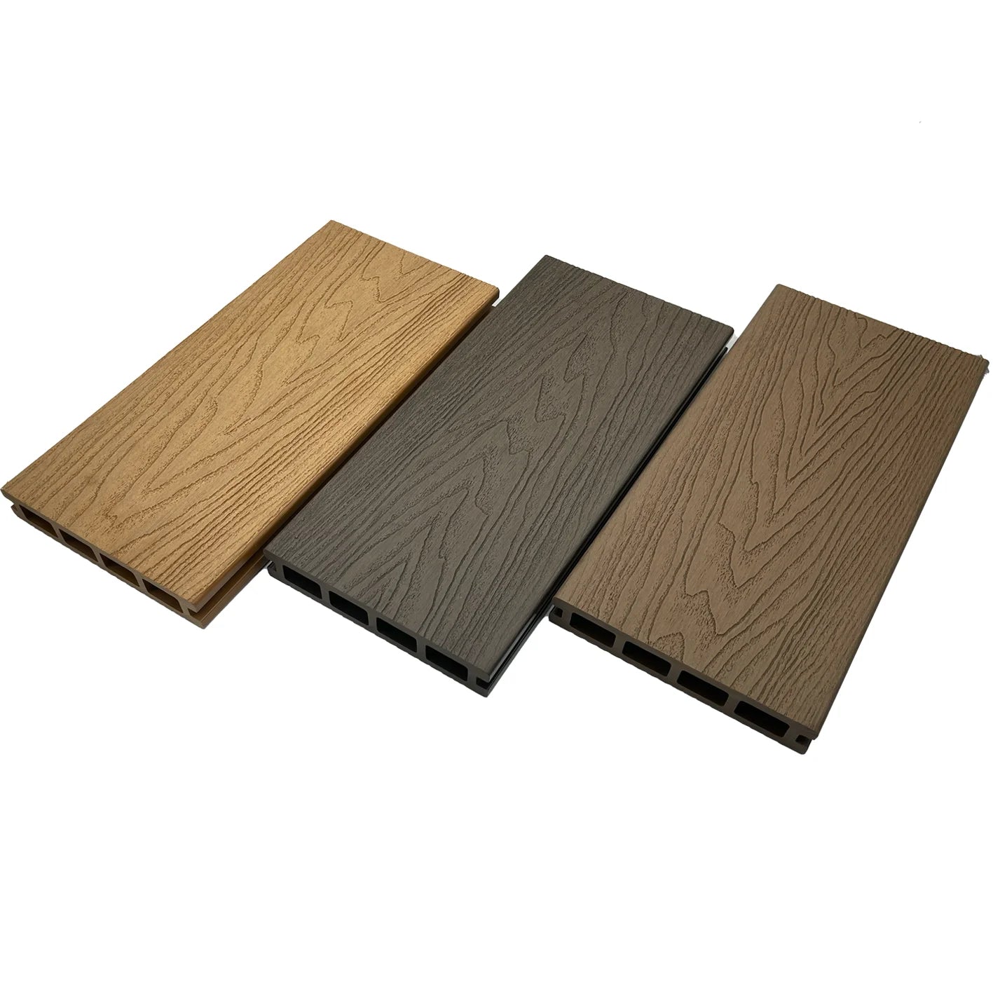 Modern Anti-UV Waterproof WPC Decking Tiles Square Hole Anti-Slip Design DUAL LOCK Interlocking Eco-Friendly Outdoor Flooring