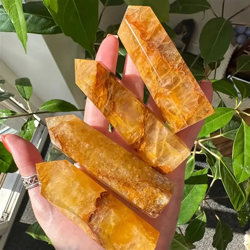 Wholesale Natural Golden Healer Tower Point Healing Spiritual Crystal Crafts Beautiful Crystal Point for Home Decoration