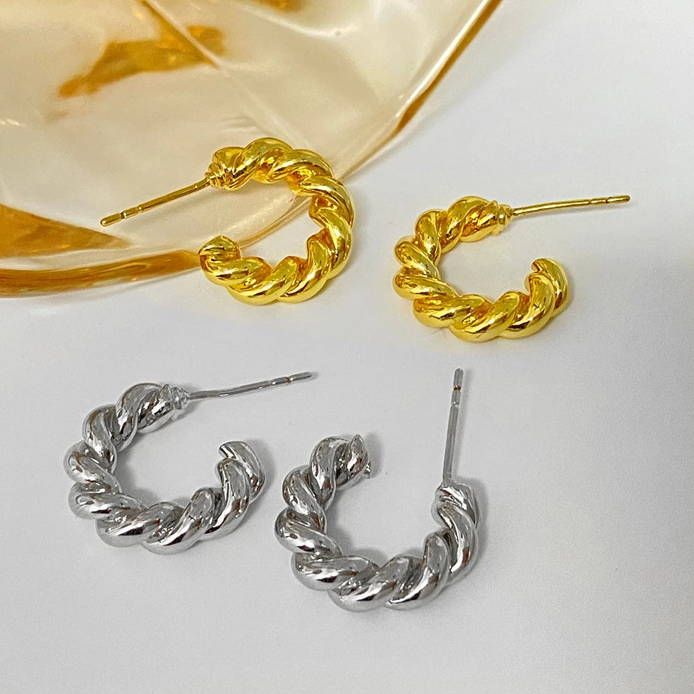 Fashion Glossy Jewelry Foxi Factory Ready to Ship Jewelry for Women Gold Plated Stunning Chunky Twisted Earrings