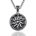 Punk Vintage Stainless Steel Fashion Jewelry Protective Amulet Jewellery Round Carved Sun Nordic Pendant Necklace