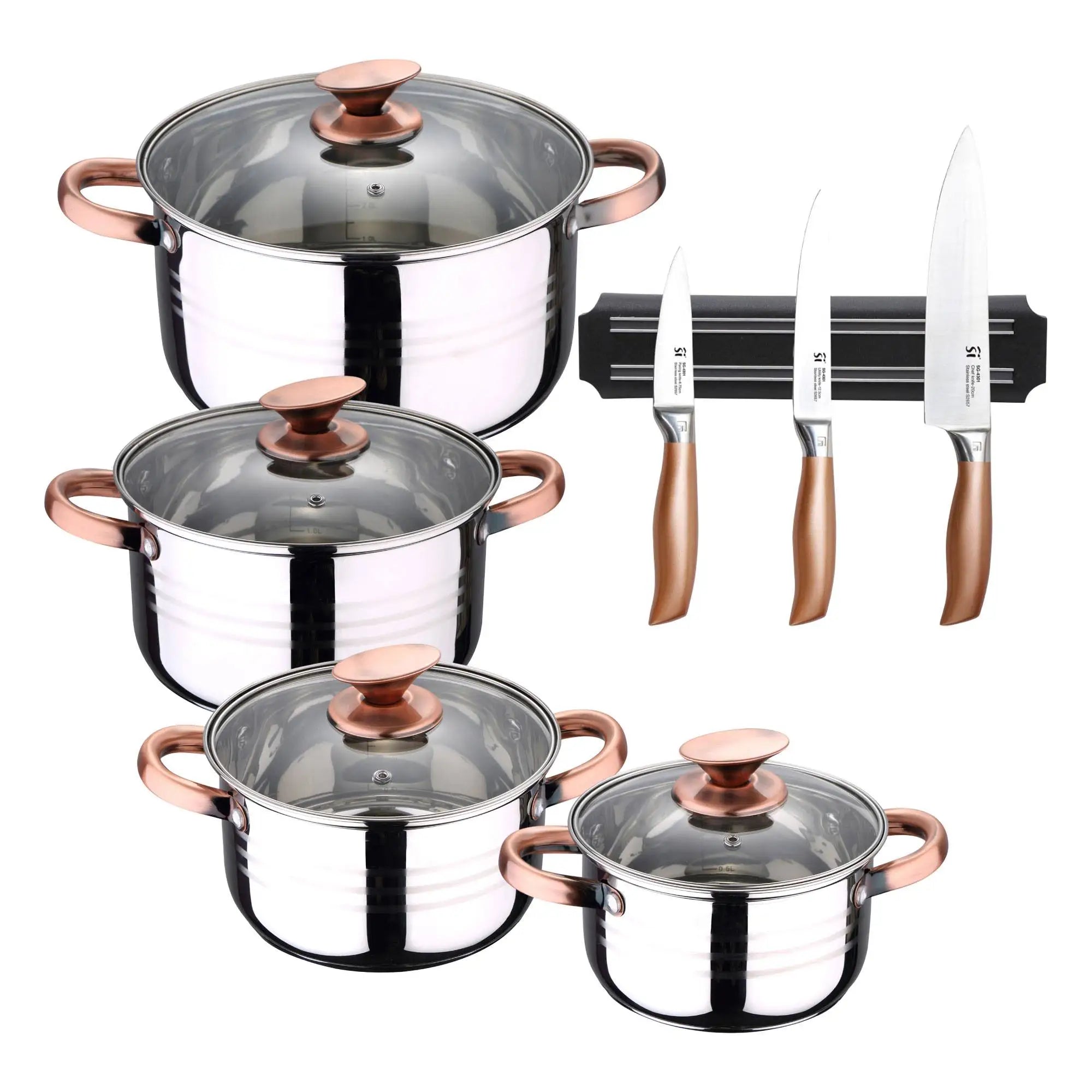 8-piece stainless steel cookware set suitable for induction cooktops San Ignacio Premium Collection + 3-piece stainless steel