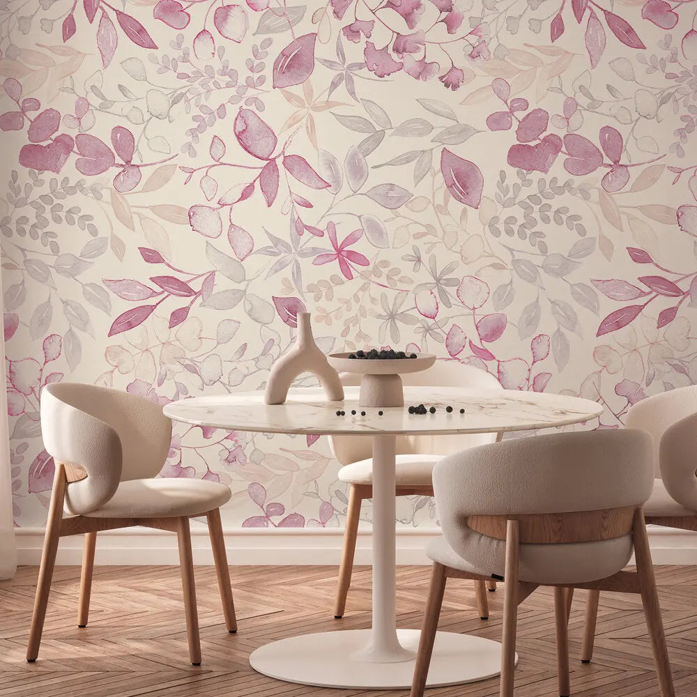 Germany Made Photo Wallpaper Murals Floral Design Pink Grey White Beige Non Woven Vinyl Sound-Absorbing Bedroom Mall Hospital