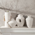Matte White Sculptural Decorative Vase | Minimalist Handmade Art Vase for Modern Home Decor