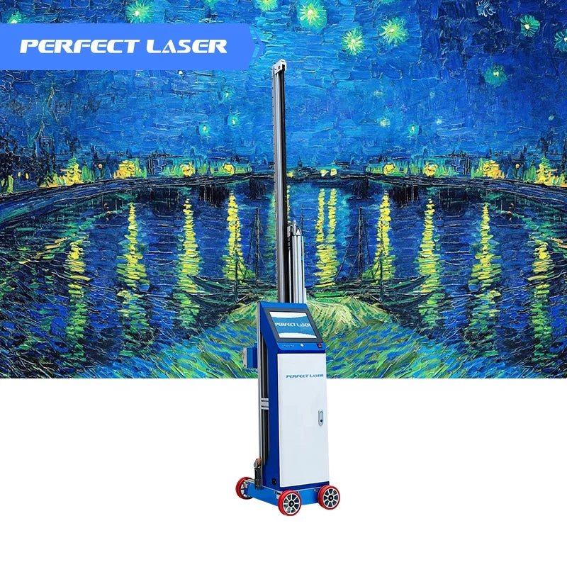 Perfect Laser Built-in PC System Vertical Wheel Type 3D UV Wall Mural Printer Glass Metal Wood Paper Ceramic Painting Machine