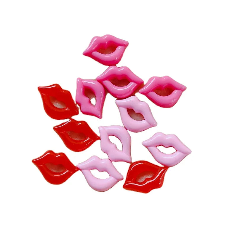Resin Lip Beads Red Kiss Charms Pendant Red Lip DIY Accessories