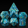 Hot Selling 7 Die Natural Gemstone D&D Engraved Handmade Stone Polyhedral Dice Set 16mm for Table Games
