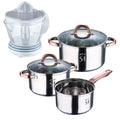 5-piece stainless steel cookware set (16 18 20) suitable for induction hobs + Bergner NATURALLY - 40W Juicer - 1.2 Liter