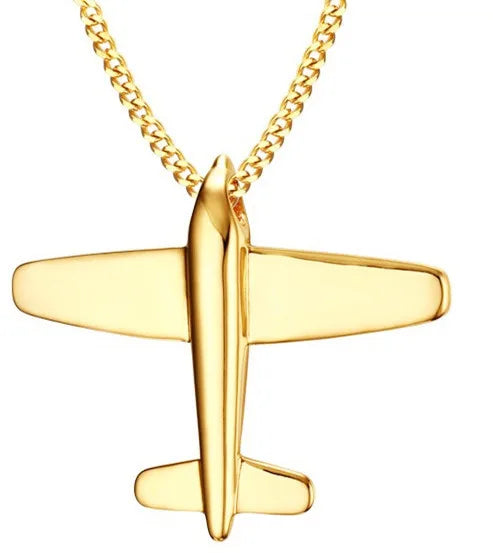 New Arrivals 40MM Stainless Steel Aircraft Pendant Necklace Simple Creative Link Chain for Men and Women Classic Style