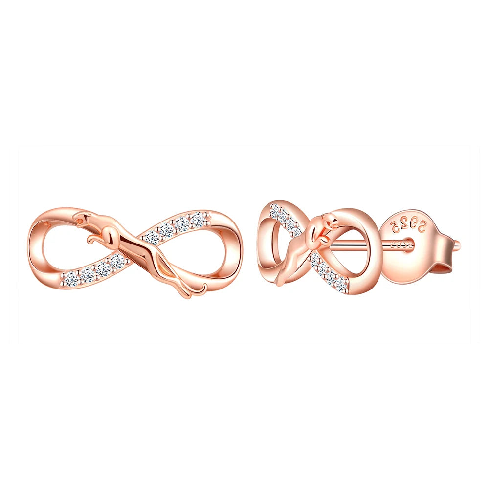 S925 Silver Zirconia Leopard Infinity Symbol Pure Silver Earrings Unique Earrings for Women