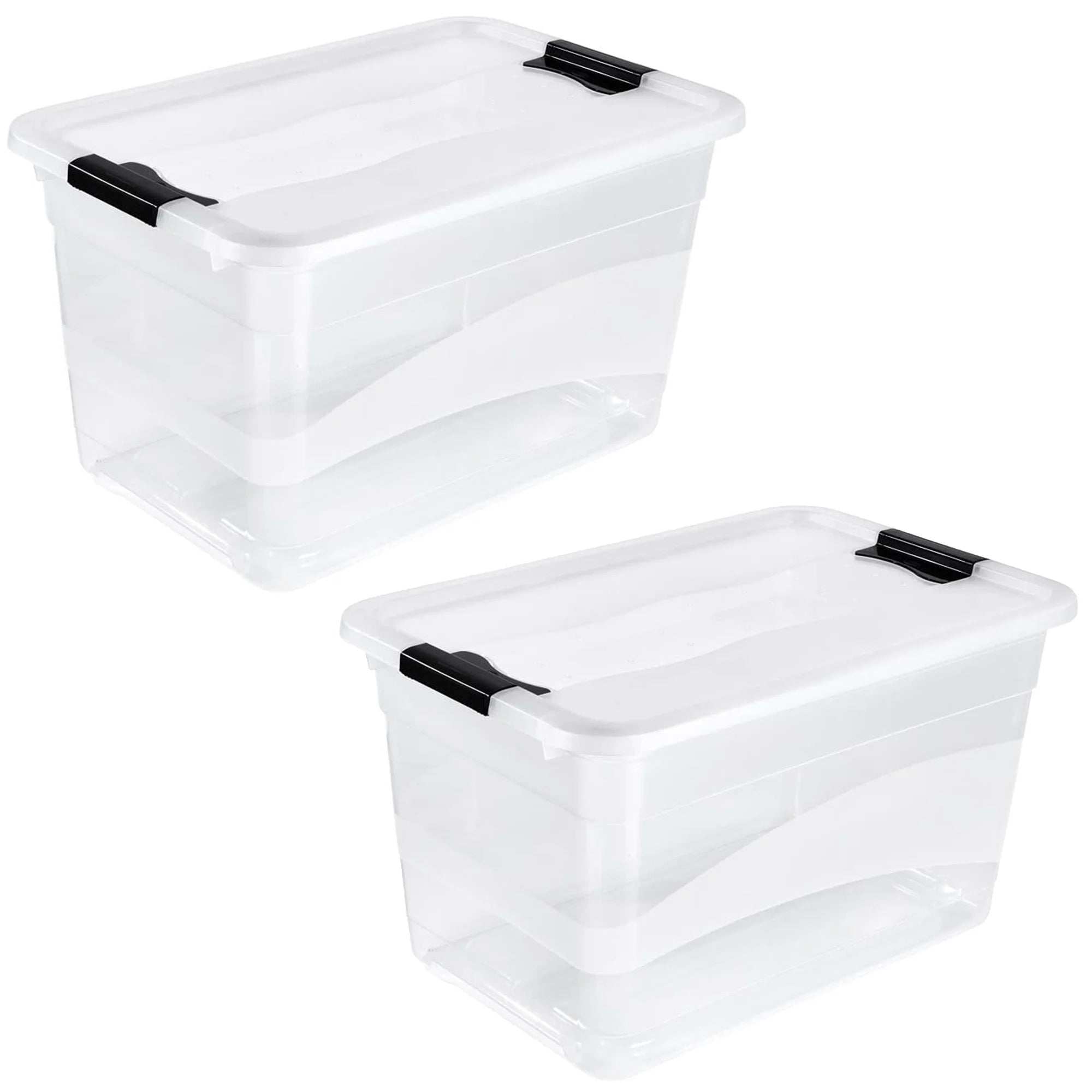2x Storage Cube with Lid Plastic Transparent 52 l