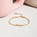 J&D Classic 18K Gold Stainless Steel Bracelet with White Diamond Smooth Lines Women Jewelry Bracelet
