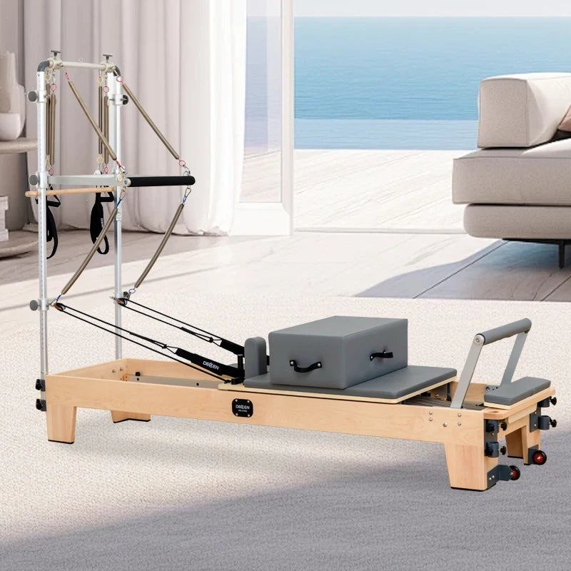 Multi-Functional Customized Pilates Yoga Fitness Equipment Oak Half Height Frame Bed Pilates Reformers