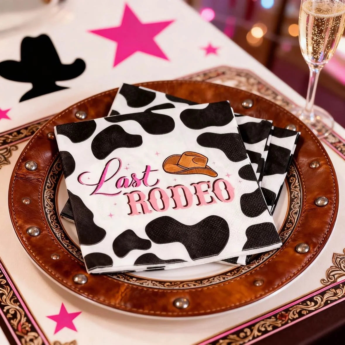 Pafu Cowgirl Bachelorette Party Decorations Nashville Bridal 2 Ply Serviettes Tissue 16pcs Tableware Set Last Rodeo Plate Napkin