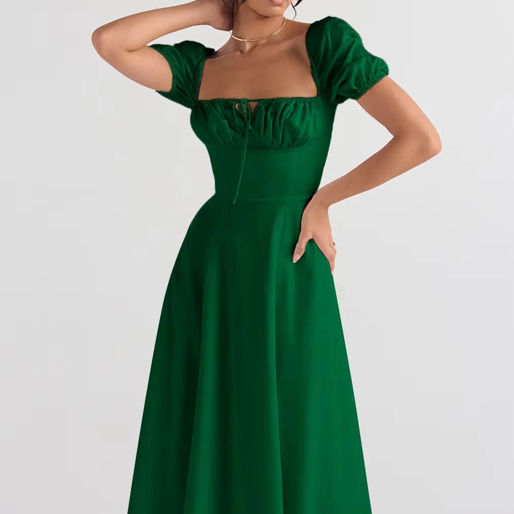 Elegance Apparel Summer Dress Short Sleeves Temperament Clothes Women Spaghetti-strap Gentle Style Dress for Women