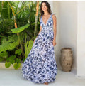 2025 European American Women's Bandeau Handmade 2-Piece Deep V-Neck High Waist Stretch Quick Dry Long Skirt Bohemian Style