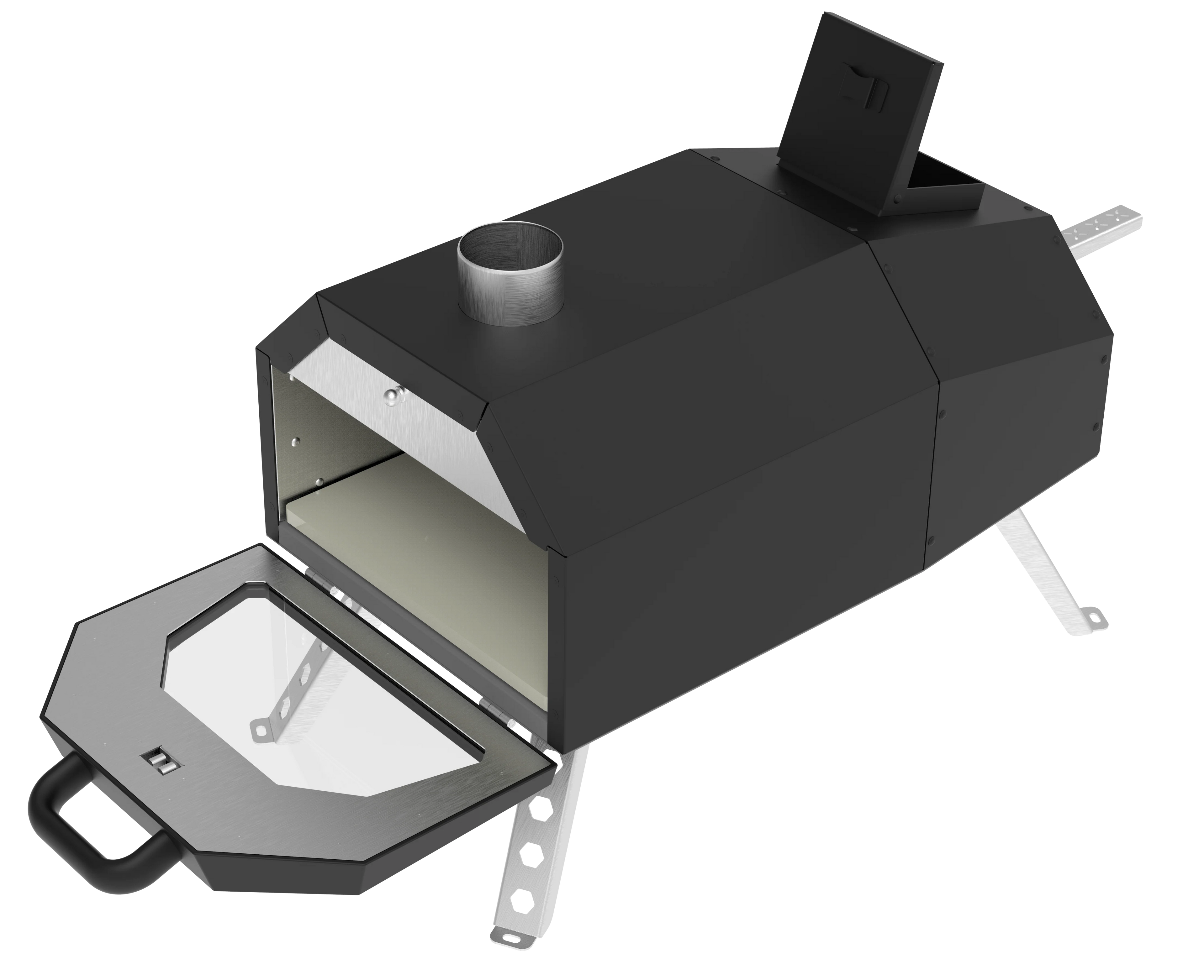Portable Outdoor Pellet Oven for Pizza Multifunction BBQ Grill with Coal for Kitchens and Parties Powder Coated Finish Steaks