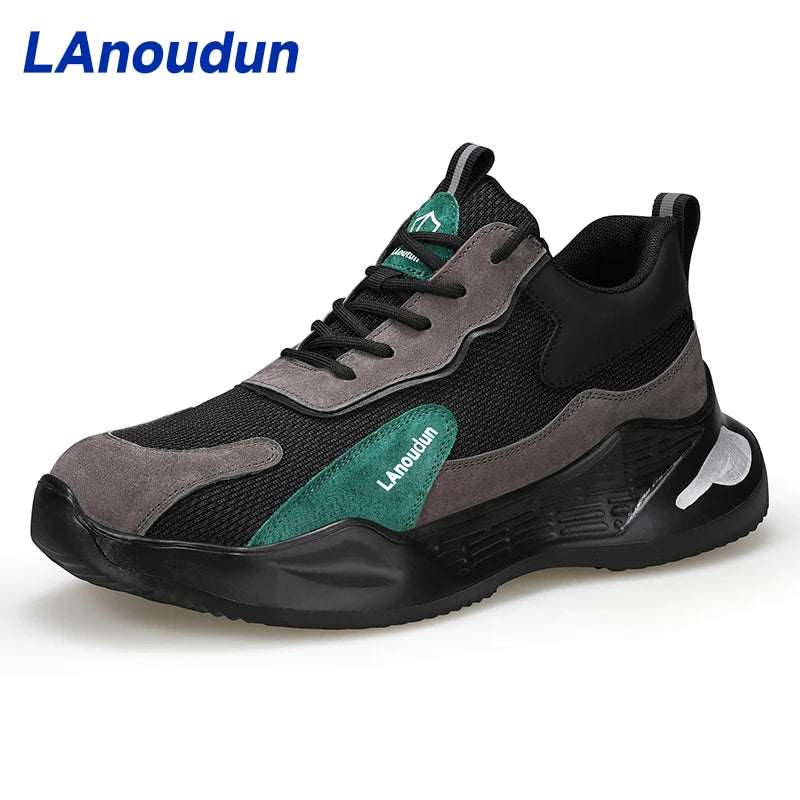 LAnoudun Green Color Pig Skin Upper European Standard Steel Toe Rubber Sole New Style Security Shoes