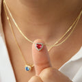 Fashion Design 18K Gold Plated Heart Charm Necklace Birthstone Pendant Necklace for Women