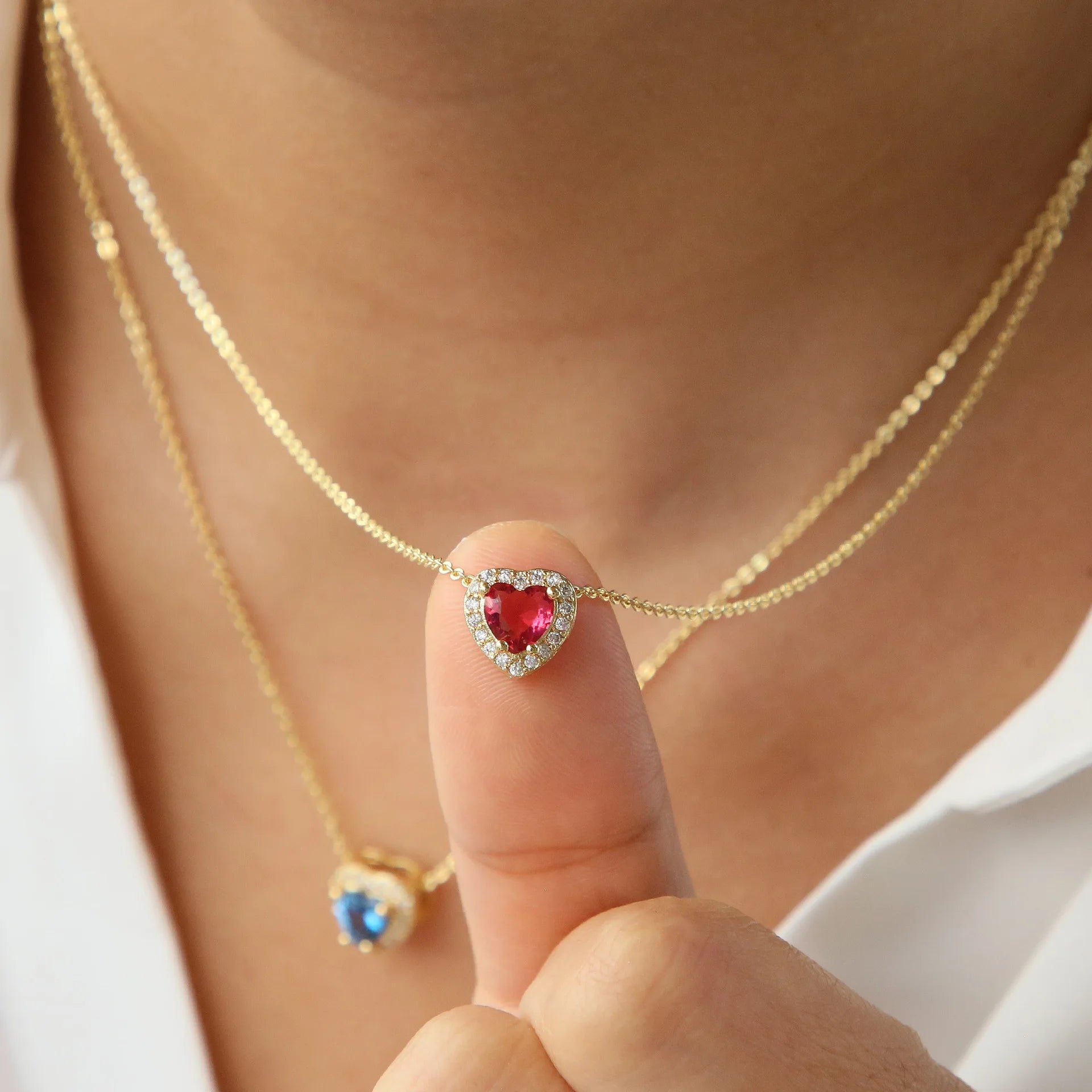 Fashion Design 18K Gold Plated Heart Charm Necklace Birthstone Pendant Necklace for Women