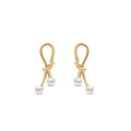 LOZRUNVE 925 Sterling Silver 18k Gold Plated Freshwater Pearl Big Knot Drop Earring