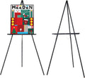 MEEDEN Wedding Easel Stand Max Height 64'' Holds up to 40" Wooden Stand for Sign Wood Display Easel Floor Tripod Sign Holder