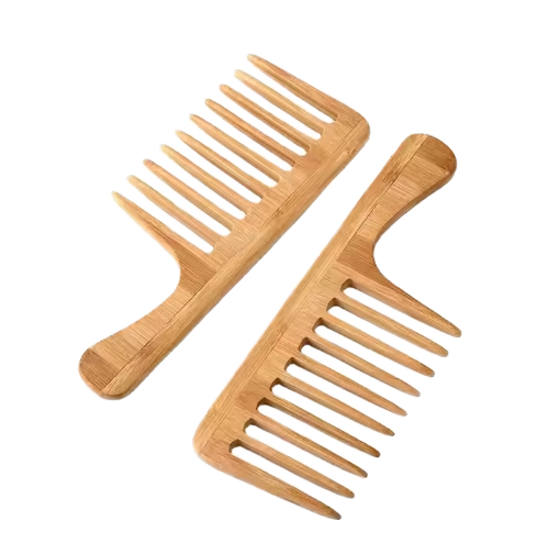 Custom Logo Eco-friendly Classic Afro Bamboo Wooden Hair Comb Bamboo Handle Large Wide Tooth Portable Easy Use Home Hotel Use