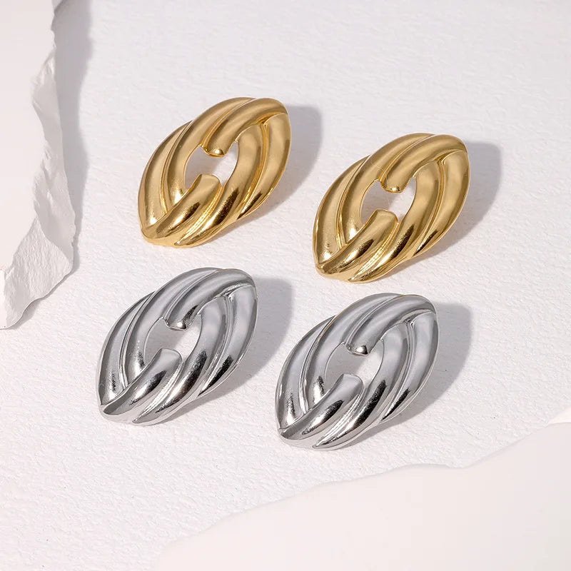 Beimai OEM Earrings Versatile and Simple Waterproof 18k Gold Plated Stainless Steel Women Stud Earrings