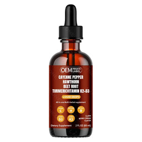 OEM/ODM Natural Cayenne Pepper Extract Liquid Drops Hawthorn Berry Vitamin D3 K2 Beet Root Turmeric Drops Supplements