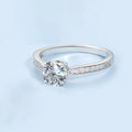 4 Prong Setting Side Stone Diamond Engagement Ring 18kt White Gold Certified by IGI Laboratory-Grown Diamond Ring for Women