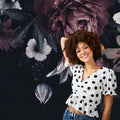 Made in Germany Photo Wallpaper Murals Floral Black Red White Green Non Woven Vinyl Wall Mural Florals for Hotel - 371 x 280 m