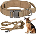 Adjustable Tactical Dog Collar Quick Release and Bungee Leash with Heavy Duty Metal Buckle & Handle