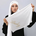 Elegant Bandana Foulard Solid Headscarf Shawl Wrap Muslim Women Hijab Golden Embroidery Jersey Cotton Hijab Scarf 170*60cm