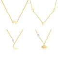 Unique 925 Sterling Silver Fashion Jewelry Cloud Heart Star Moon Butterfly Cute Pendant Pearl Necklace for Women