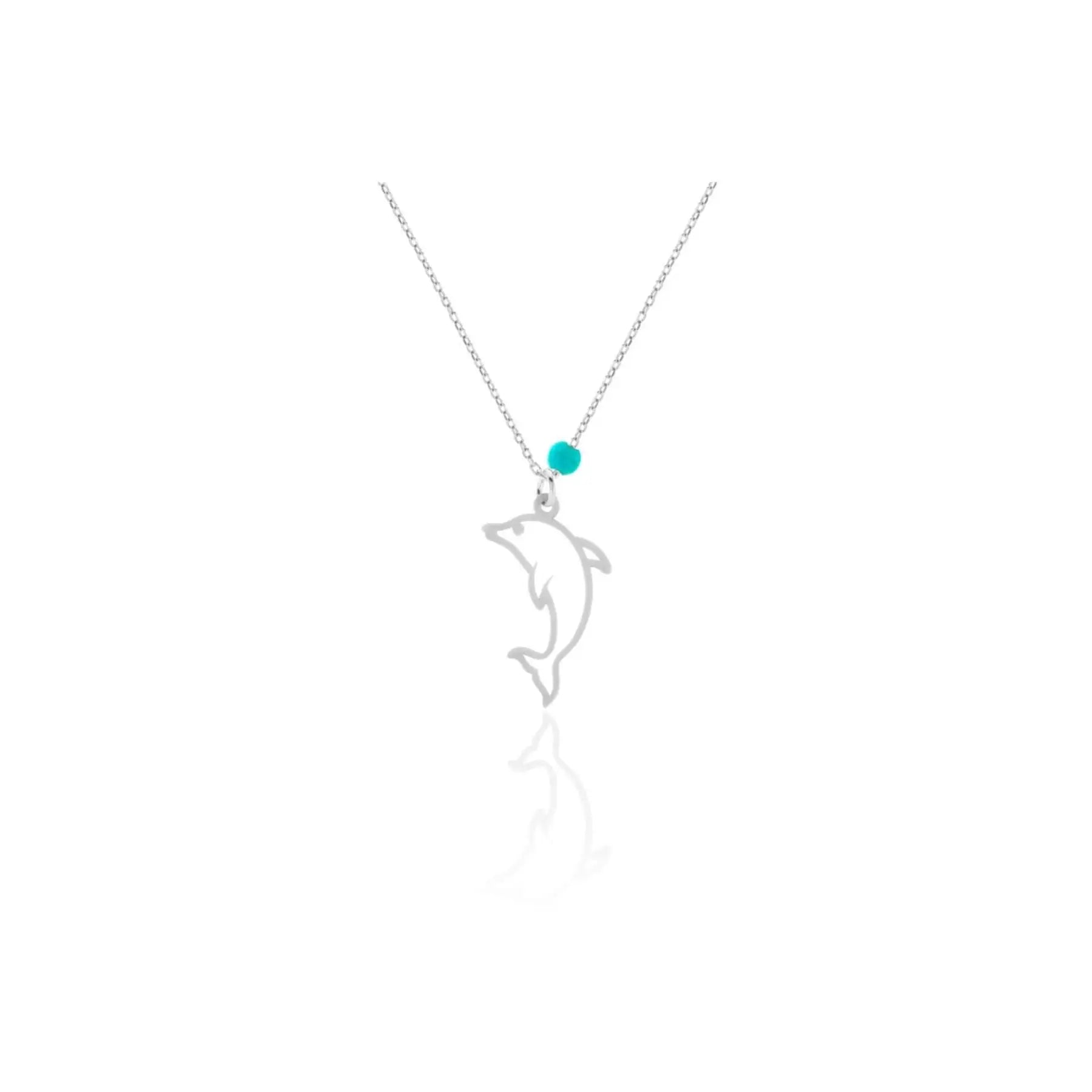 Azuris Elegant Dolphin Design 925 Sterling Silver Fine Pendant Necklace Made in Turkey