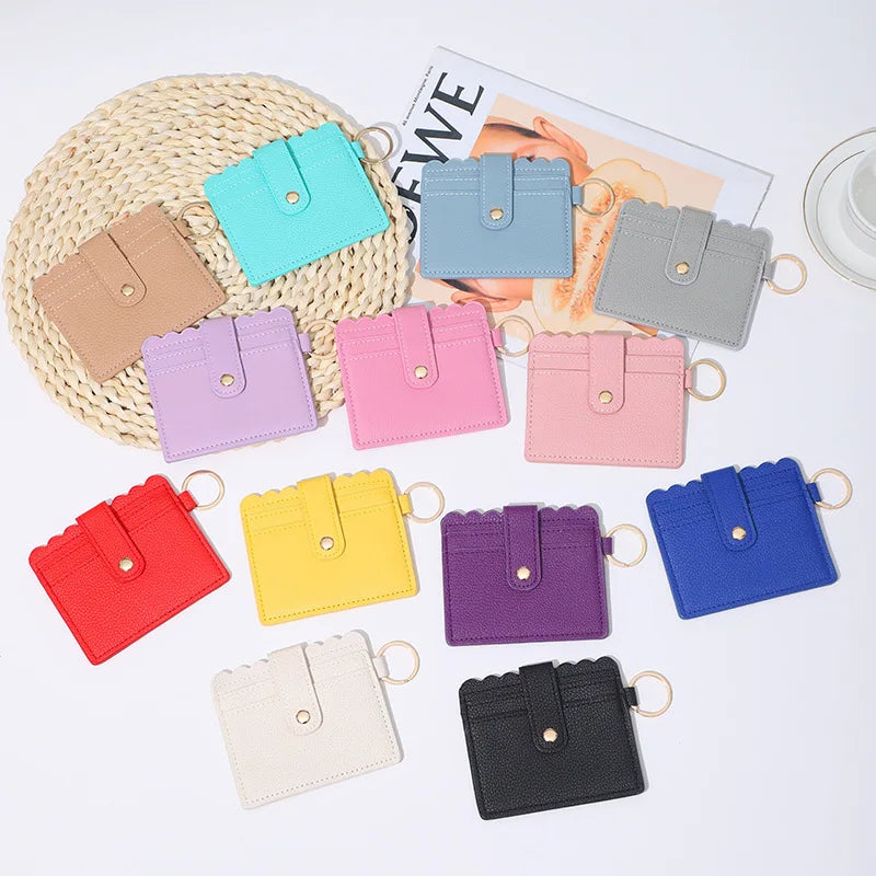 NEW Custom Card Holder Keychain Coin Purse Silicone Bead Bracelet Leather Beaded Tassel Wristlet Wallet Keychain for Women