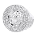 2.25ct Lab Grown Diamond Men's Luxury Pinky Ring 14K White/Yellow Gold Intricate Medusa Head Design Prong Set Brilliant Cut