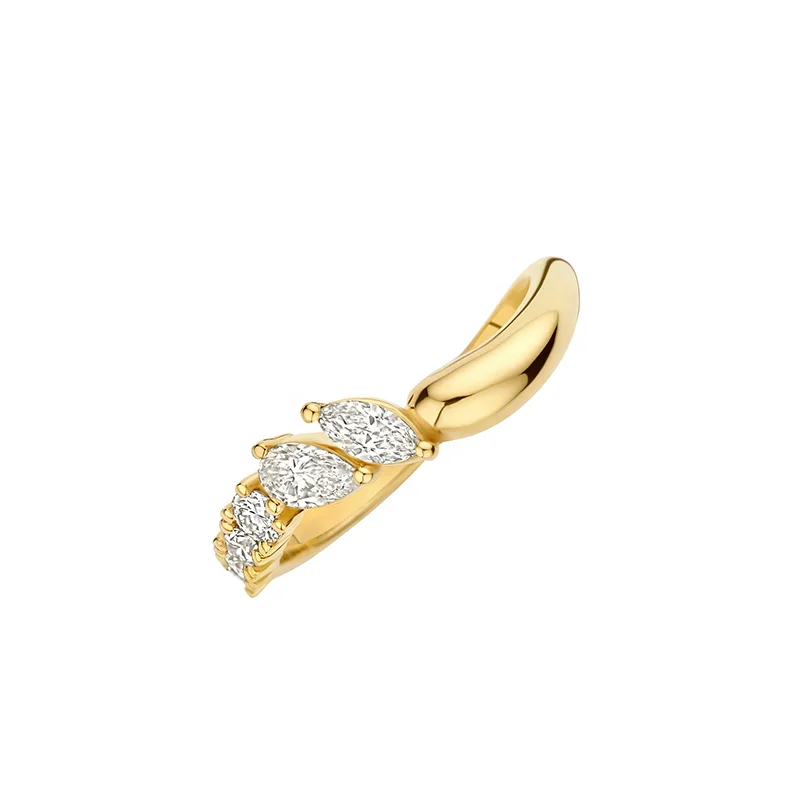 LOZRUNVE Silver 925 Rhodium Plated Cubic Zircon Gradient Marquise Pear Half Eternity Ring Women