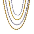 Hypoallergenic 2mm-8mm Thick 18K PVD Gold Plated Rope Chain Necklace Stainless Steel Rope Necklace for Men Women