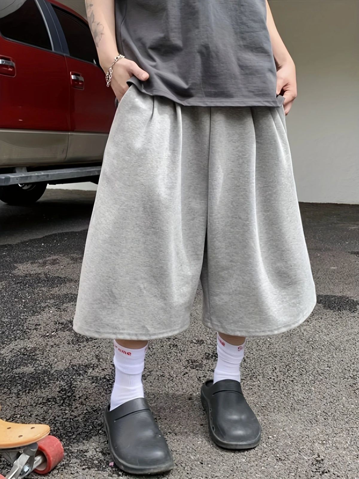 Wholesale New 2026 American Plain-color Short Pants for Men Loose and Wide-leg Three-quarter Length Casual Pants in Stock Now MegaBDM