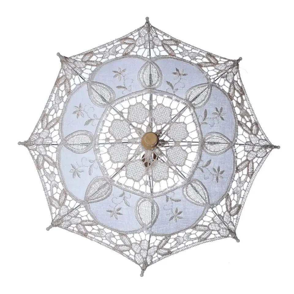 LM White Lace Craft Bride Umbrella Mini Decoration Umbrella Props White Ivory Lace Parasol Bride Wedding Umbrellas