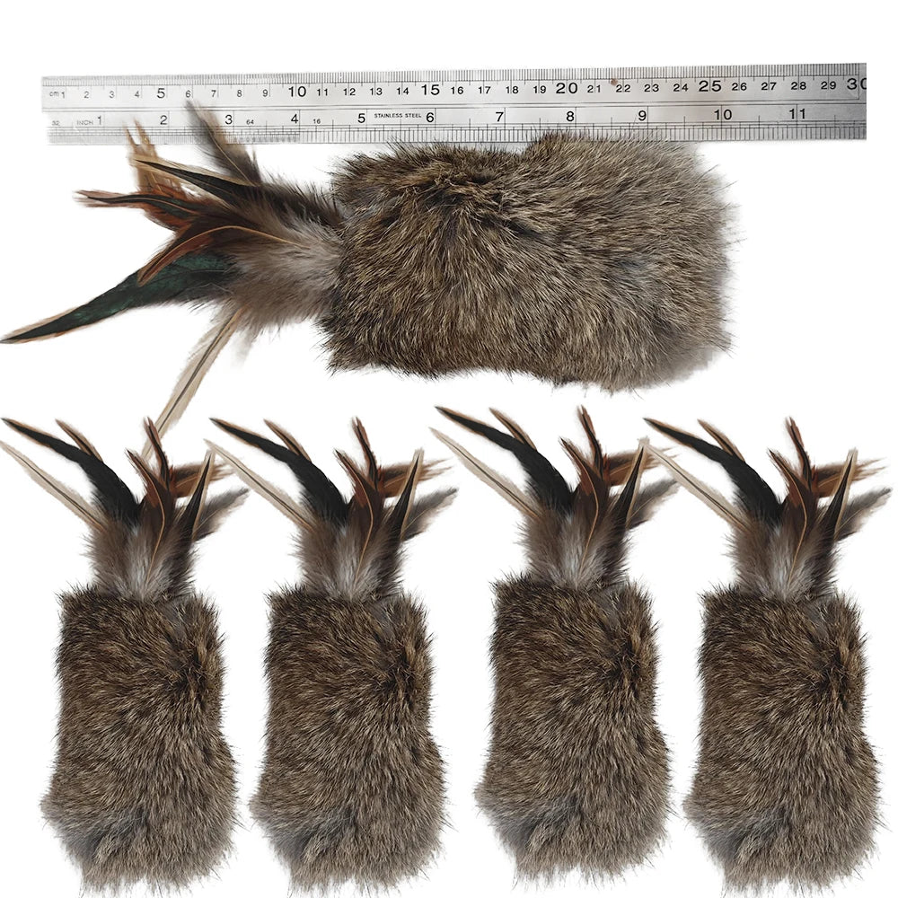 Factory Direct Supply Pet Toys Real Rabbit Fur Cat Teaser Colorful Feather Stick Dog Training Toys Play Supplies Pet Products