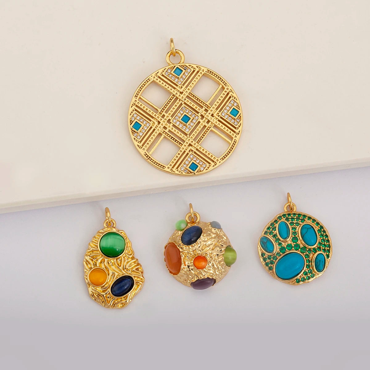 QIKU 18K Plated Cute Crystal Copper Charms | Girly Simple Jewelry Making Charms Wholesale | Variety of Small DIY Charms