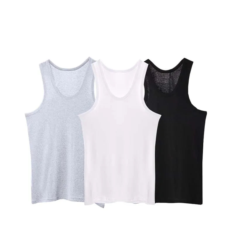 Men's Summer Sleeveless Vest Slim Boys Bottom Shirt New Breathable Knitted Sports Undershirt in Stock