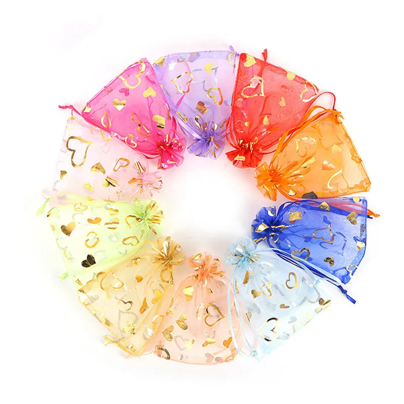17x23 cm Flower Printed Jewelry Packaging Organza Bag Jewelry Bag Organza logo MegaBDM
