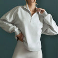 Custom Breathable Anti Pilling Cotton Women Fitness Sportswear Luxe Sweatshirts Long Sleeves Fleece Half Zip Oversized Hoodie