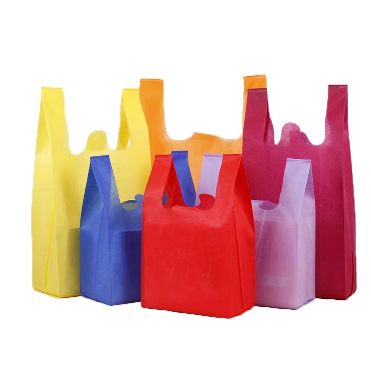 MU Factory Non-woven Bag Supermarket Custom Logo Gift Shopping Bag Advertising T-shirt Bag Non Woven Vest Shopping Bag