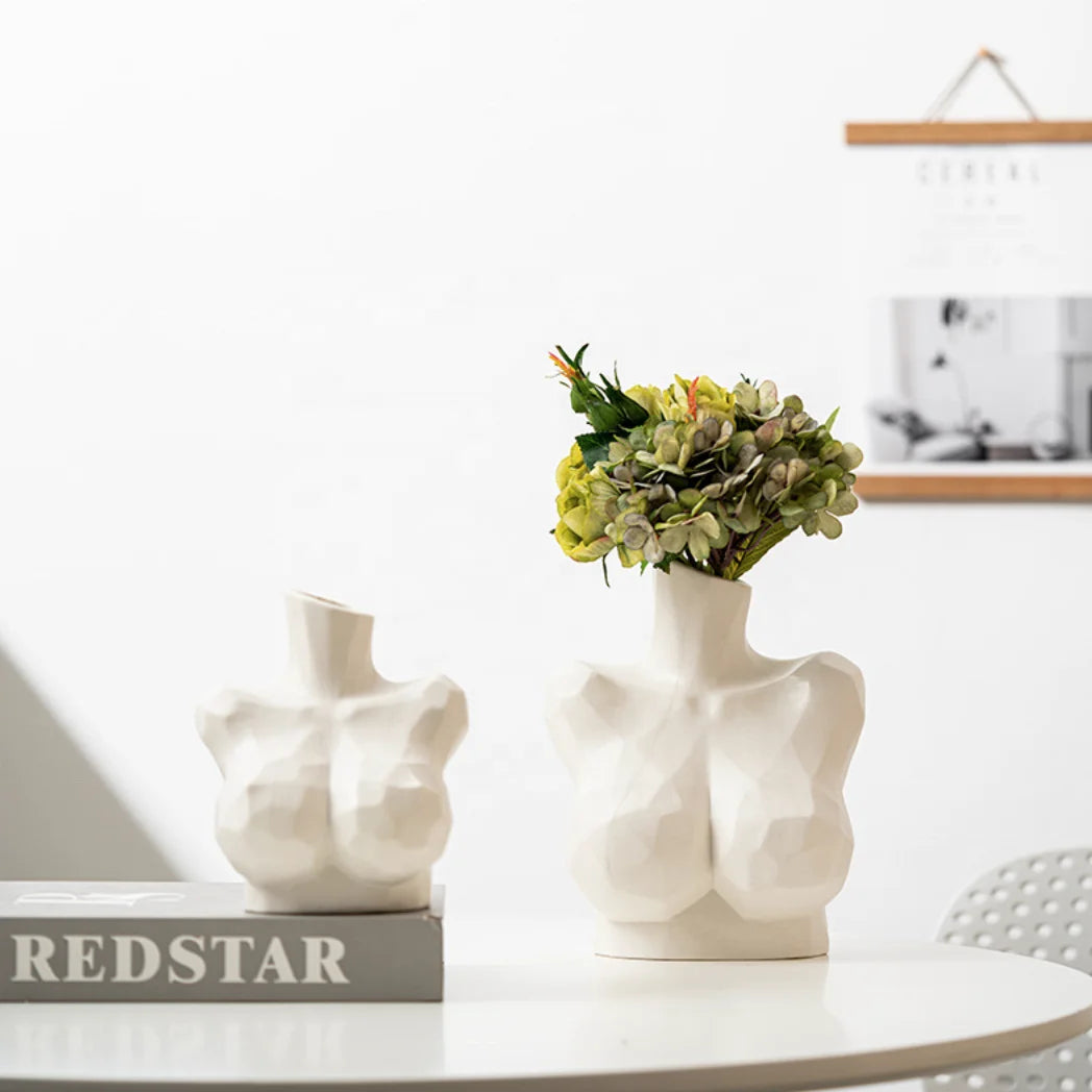 Modern Simple Abstract Creative Half Body Geometric Ceramic Vase Living Room Flower Arrangement Table Ceramic Vase