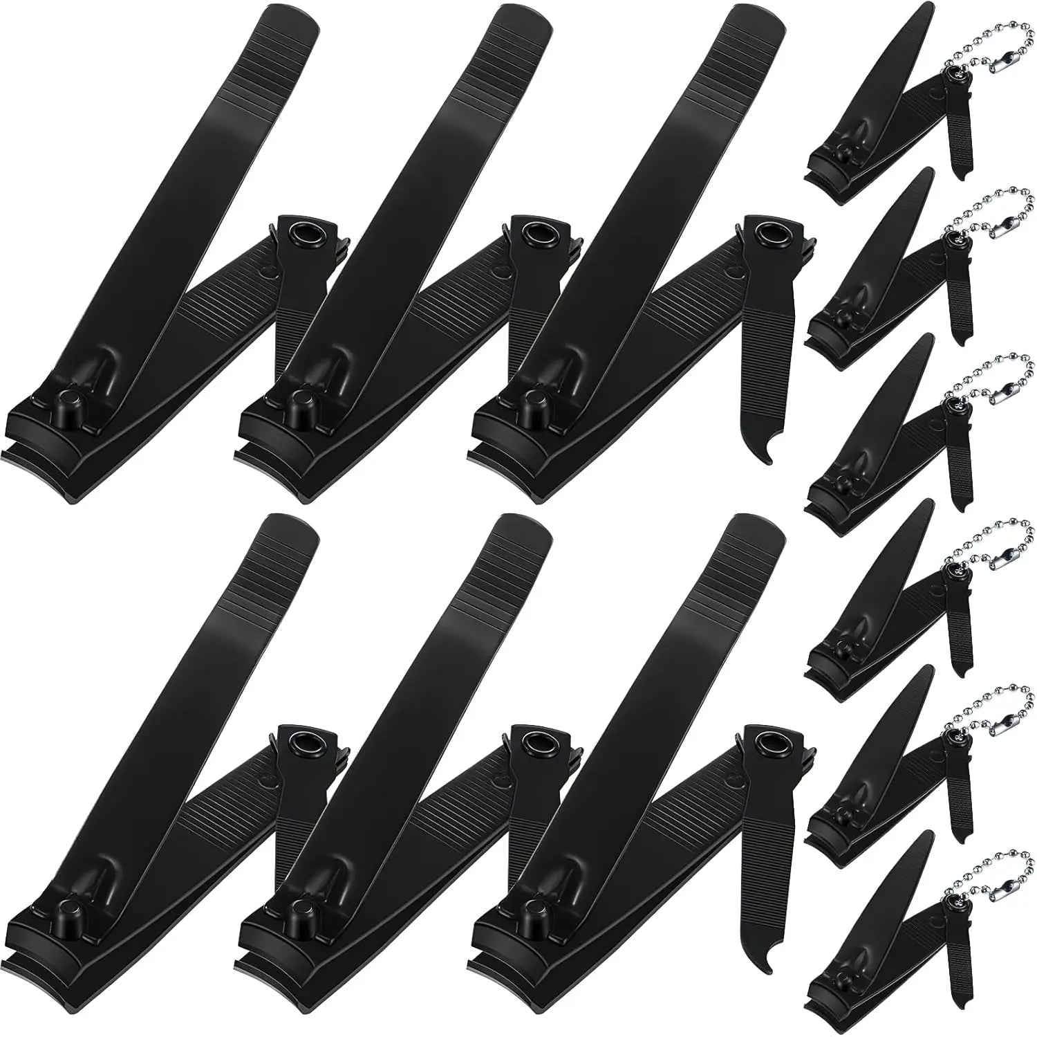 12-Piece Black Stainless Steel Nail Clippers Set Fingernail and Toenail Cutter Tool for Men Women Babies