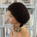 CF162 Black Afro Kinky Curl Full Lace Wig Raw Hair Lace Frontal Glueless Brazilian Human Hair for Braiding 8 Inches MegaBDM